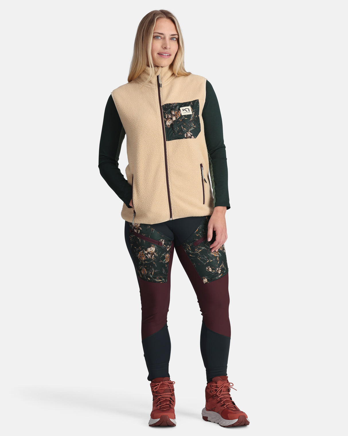 Kari Traa Røthe Fleece Vest Dame - Printed Oat -