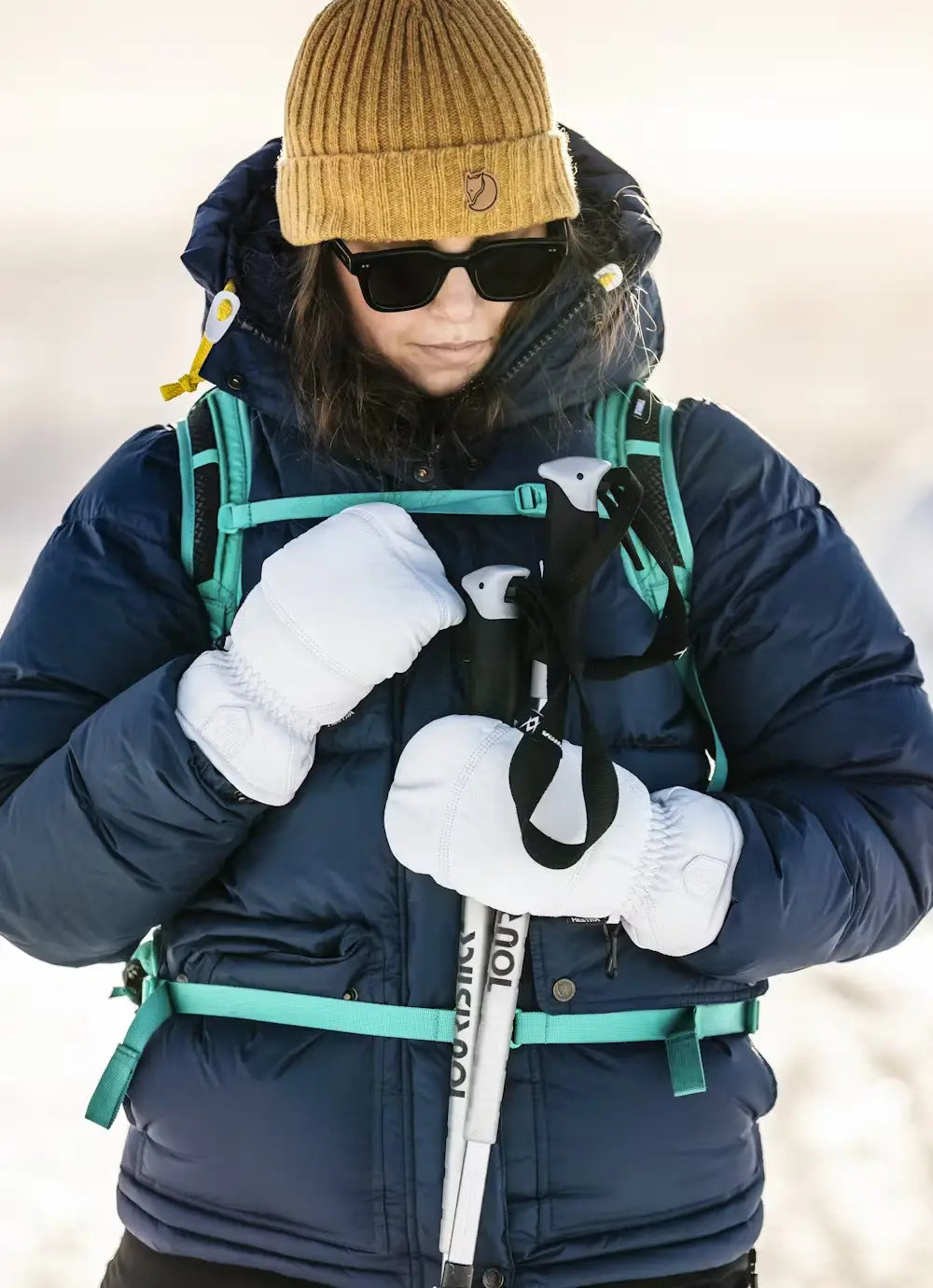 Hestra Leather Box Mitt Skiluffer - Offwhite -