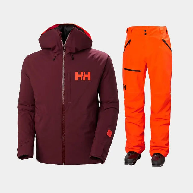 Helly Hansen Men's Powderface / Sogn Skisæt Herre - Hickory / Neon Orange - 2XL