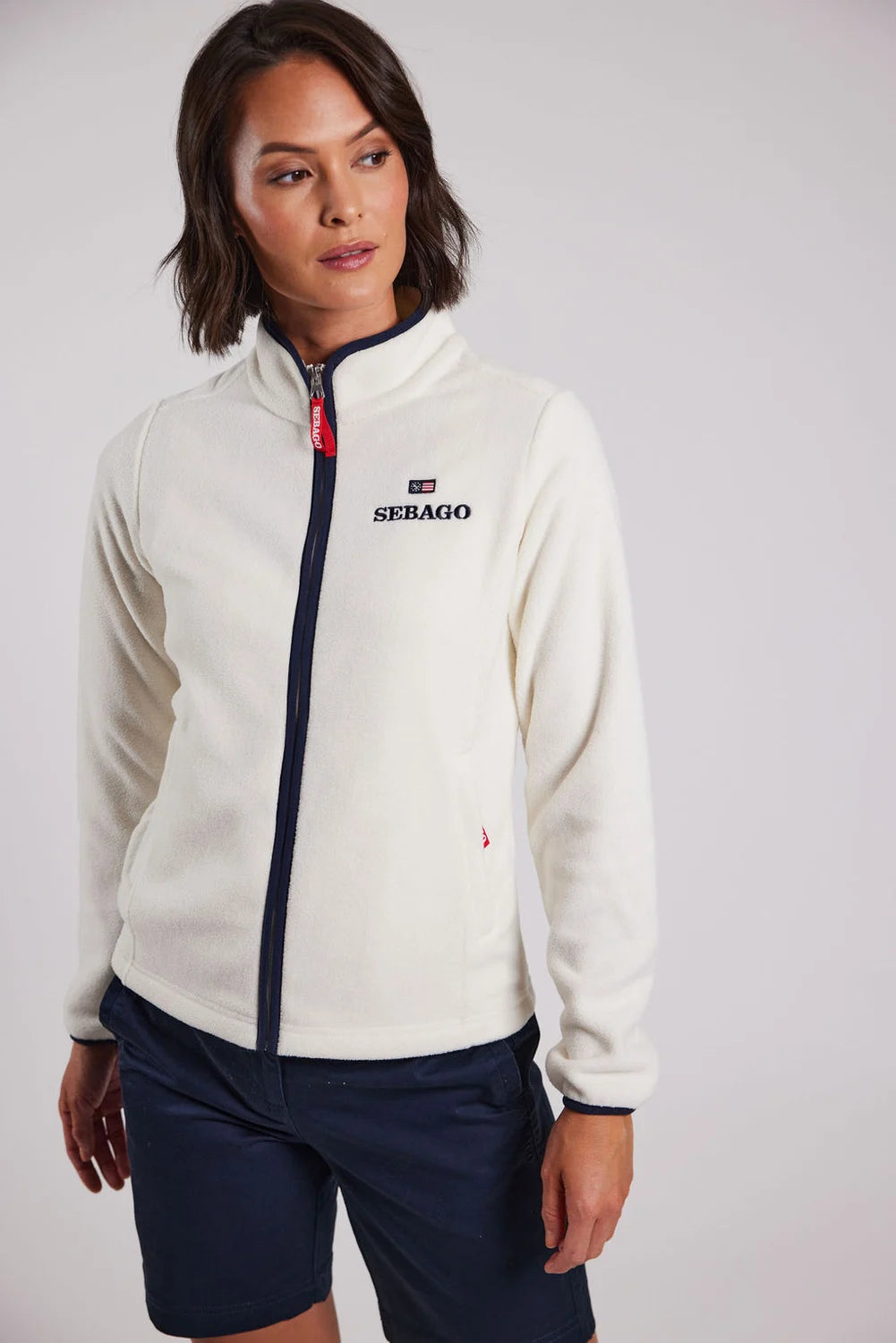 Sebago Womens Fleece Jacket Fleecejakke Dame - White -