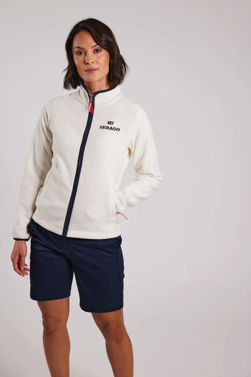 Sebago Womens Fleece Jacket Fleecejakke Dame - White -