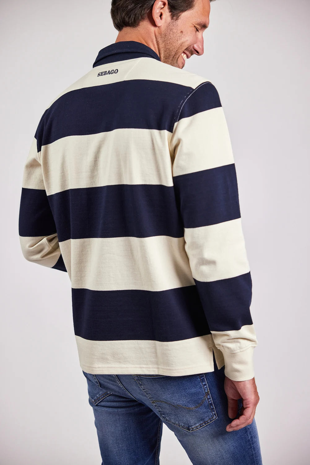 Sebago Gabe Rugger Rugbytrøje Herre - Navy/White -