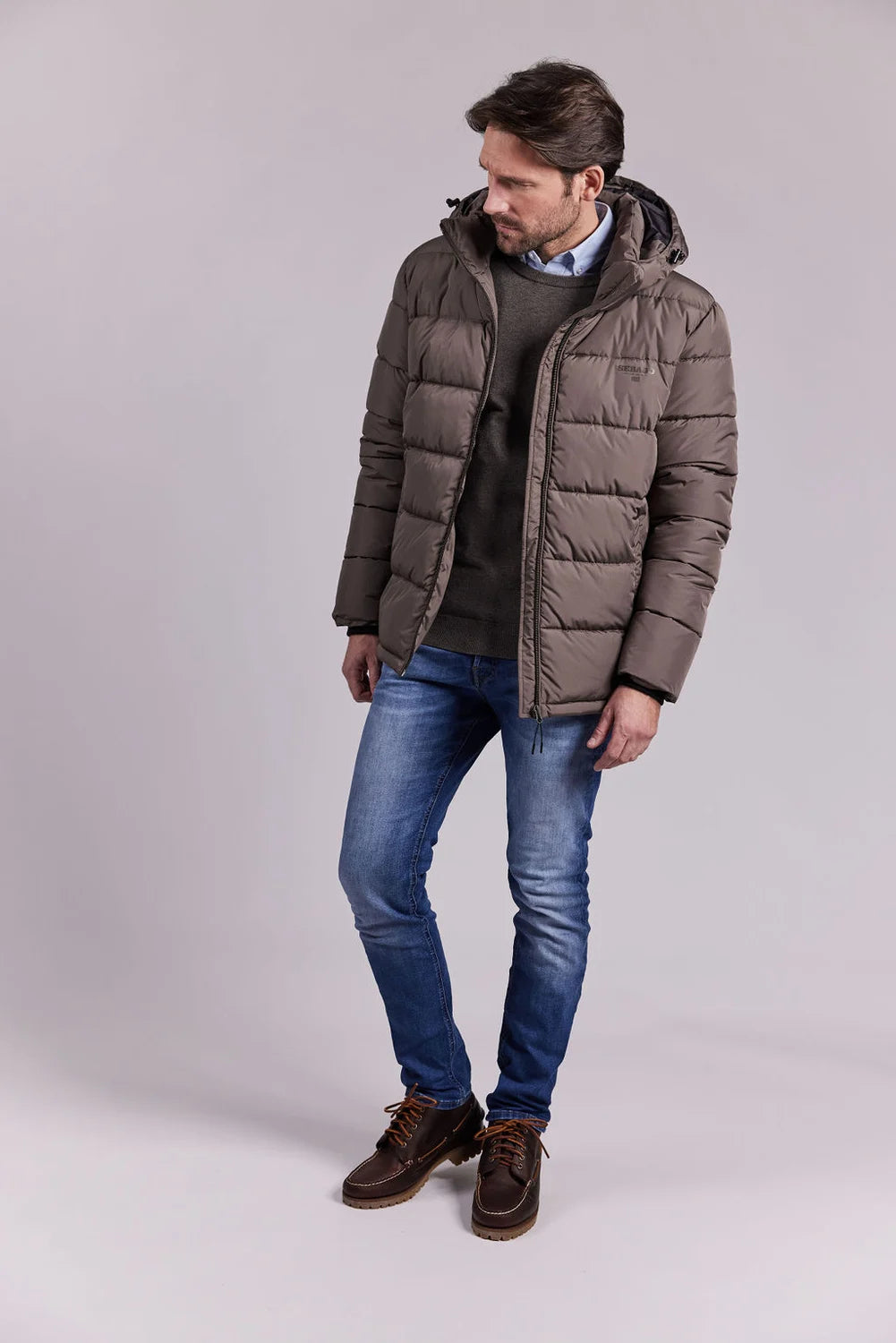 Sebago Jasper Puffer Jacket Vinterfrakke Herre - Dark Sand -