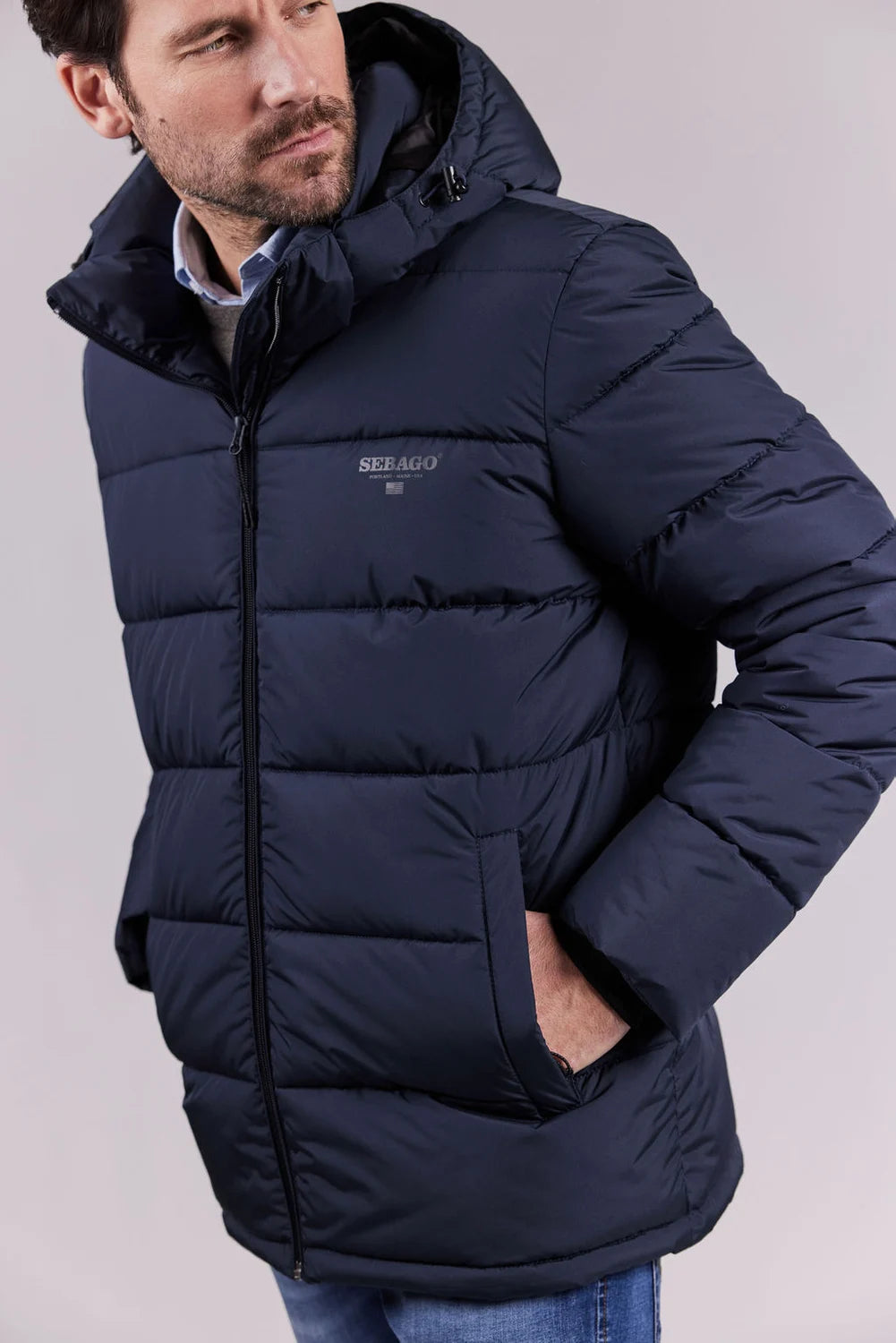 Sebago Jasper Puffer Jacket Vinterfrakke Herre - Dark Navy -