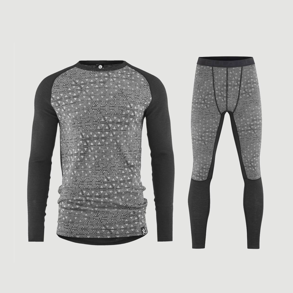 Bula Geo Merino Wool Crew Skiundertøj Sæt Herre - Dark Grey / Grey Melange - XL