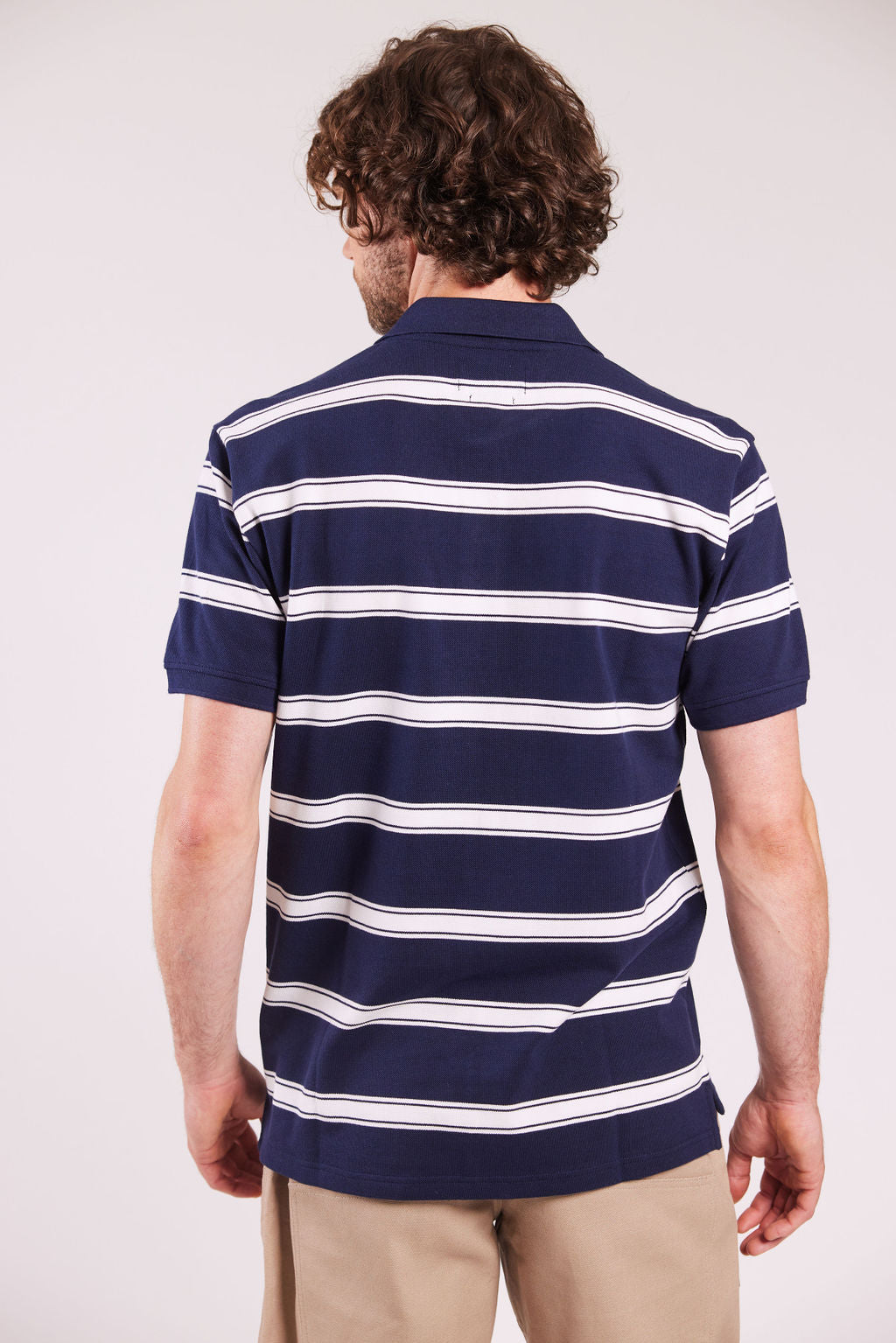 Sebago Milo Striped Pique Polo T-shirt Herre - Navy/White -