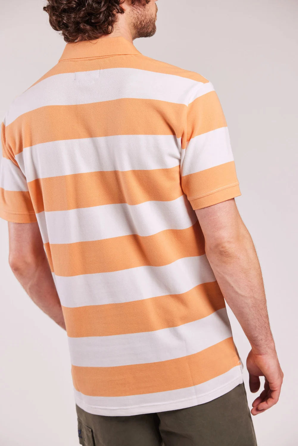 Sebago Mick Block Striped Pique Polo T-shirt Herre - Peach/White -