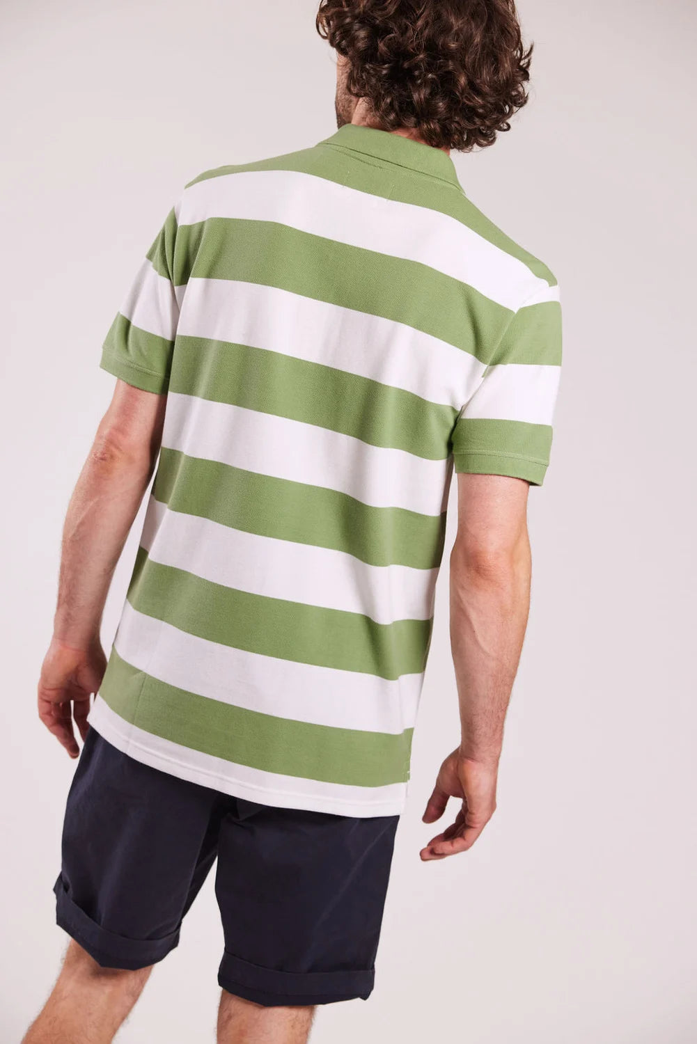 Sebago Mick Block Striped Pique Polo T-shirt Herre - Olive/White -