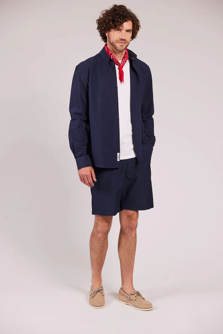 Sebago Seersucker Shorts Herre - Navy -