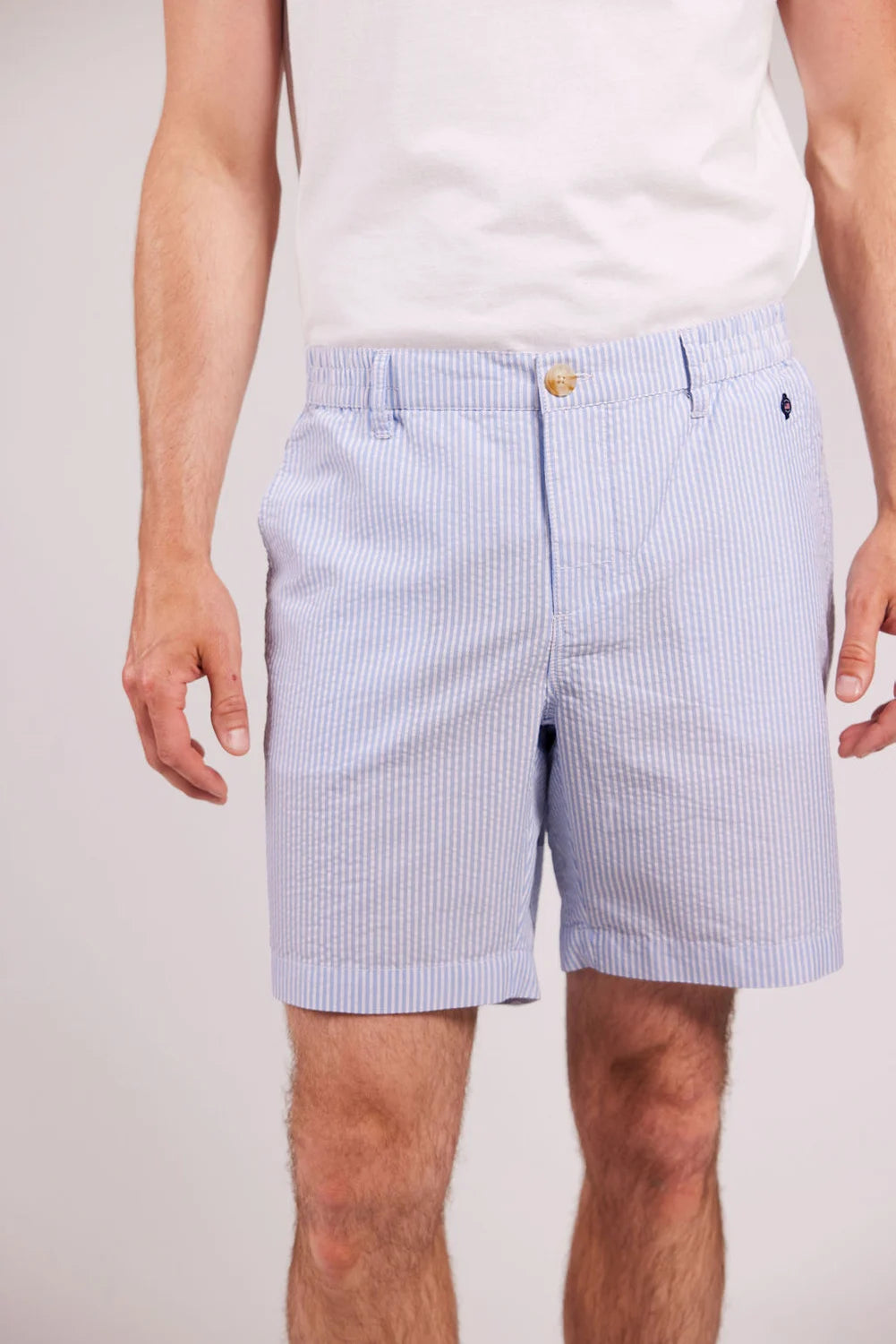 Sebago Seersucker Shorts Herre - Light Blue/White - Light Blue White