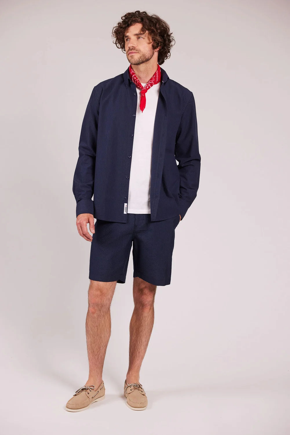 Sebago Seersucker Shorts Herre - Navy -