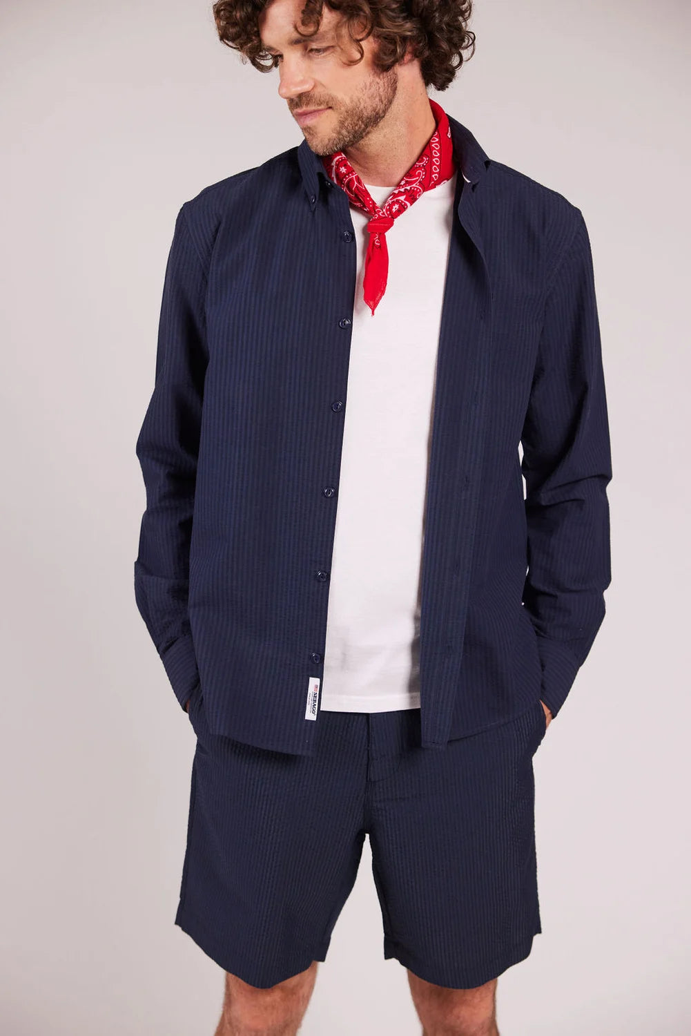 Sebago Seersucker Shorts Herre - Navy -