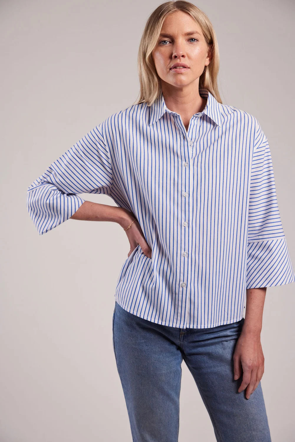 Sebago Helen Cotton Poplin Blouse Bluse Dame - Navy White