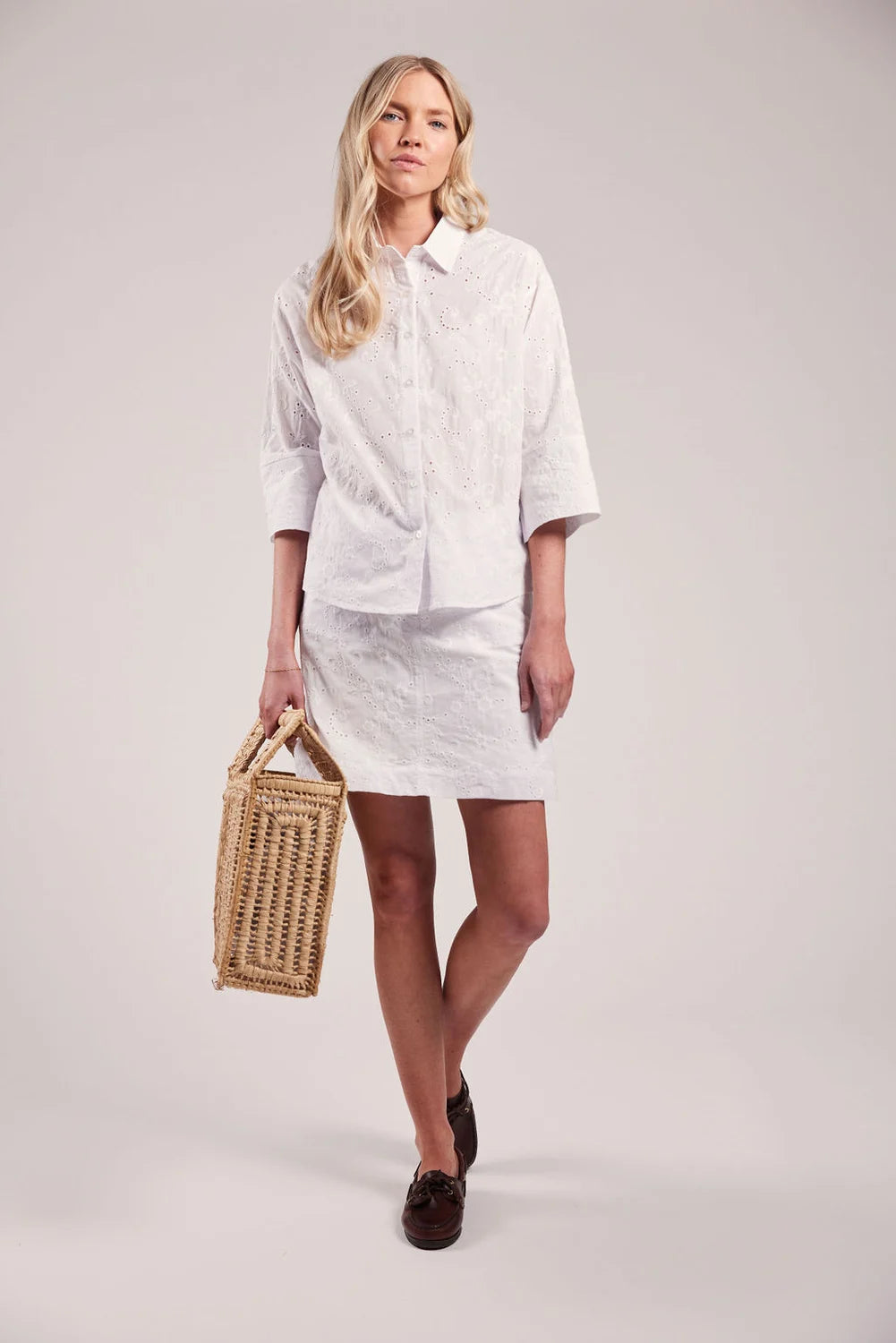 Sebago Helen Broderie Anglaise Blouse Bluse Dame -