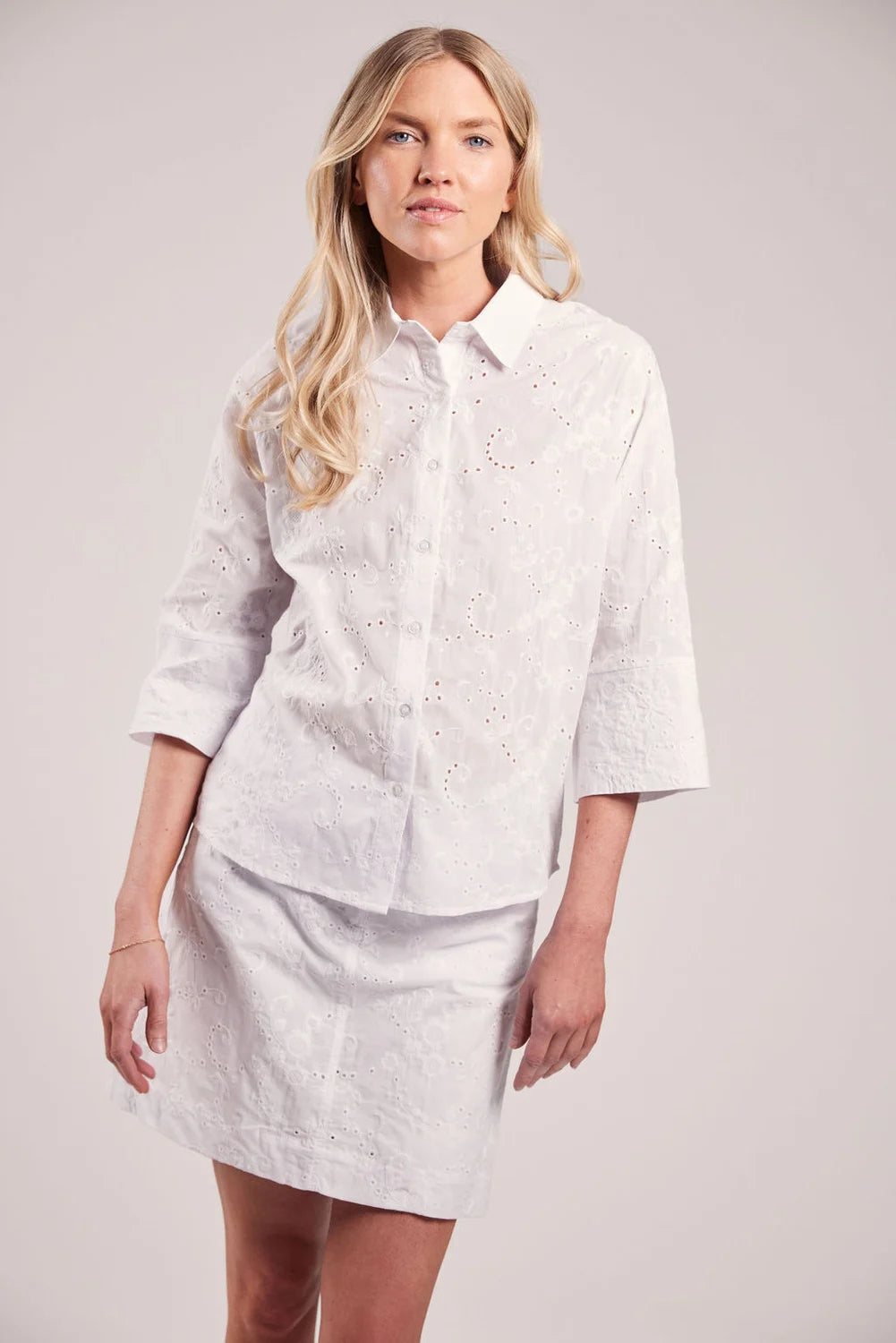 Sebago Helen Broderie Anglaise Blouse Bluse Dame -