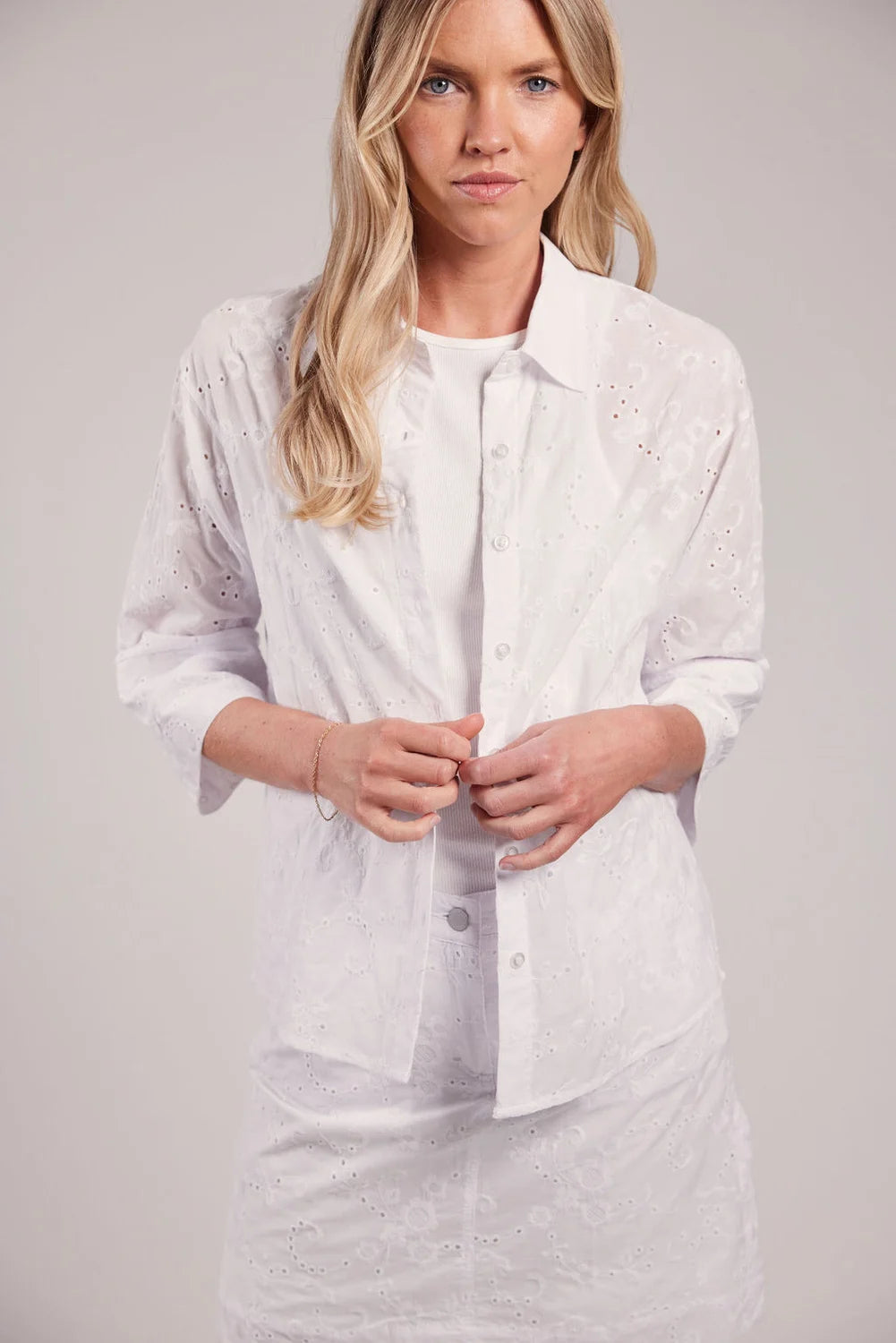 Sebago Helen Broderie Anglaise Blouse Bluse Dame -