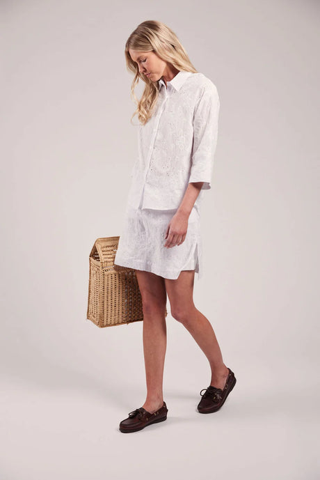 Sebago Helen Broderie Anglaise Blouse Bluse Dame -