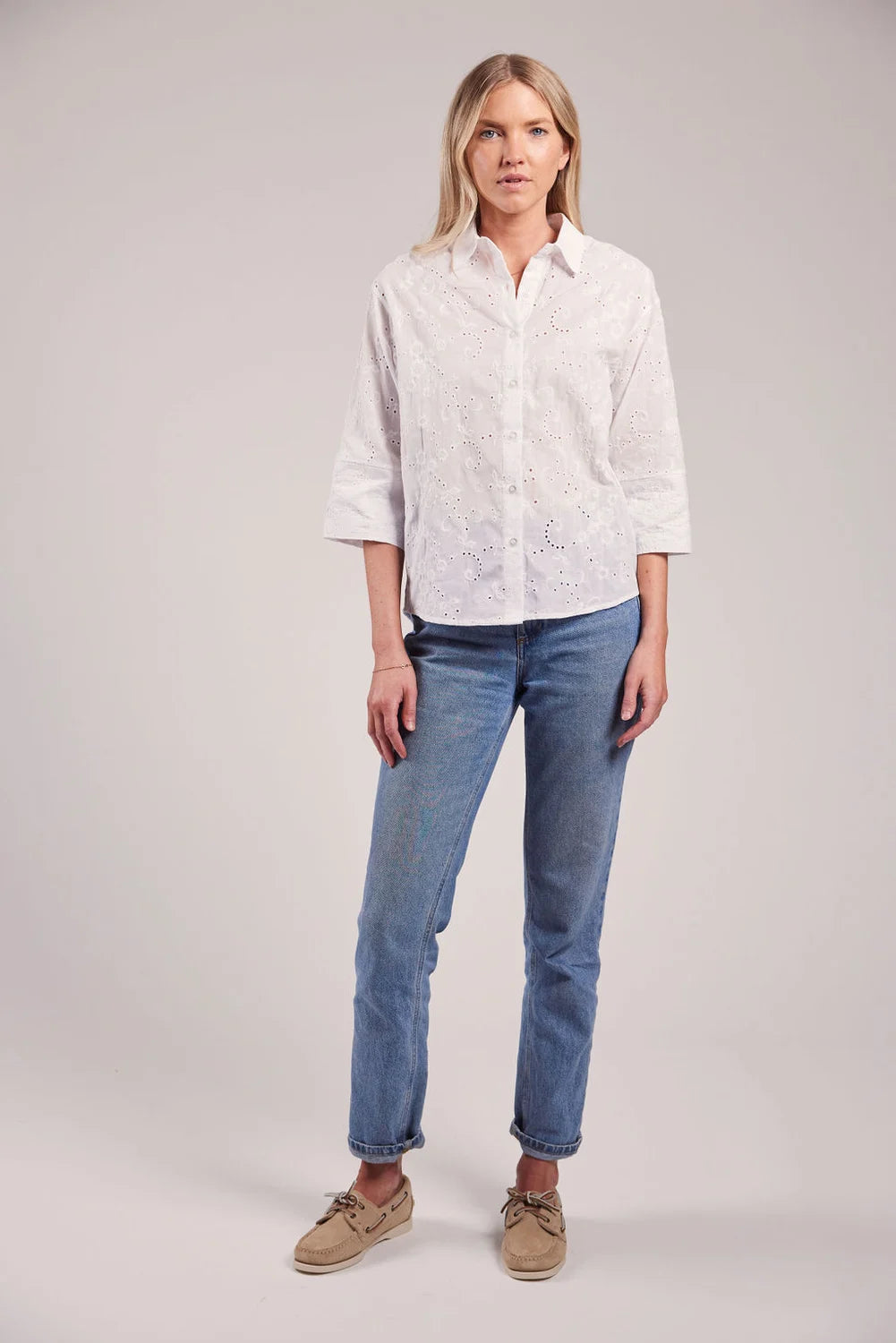 Sebago Helen Broderie Anglaise Blouse Bluse Dame -