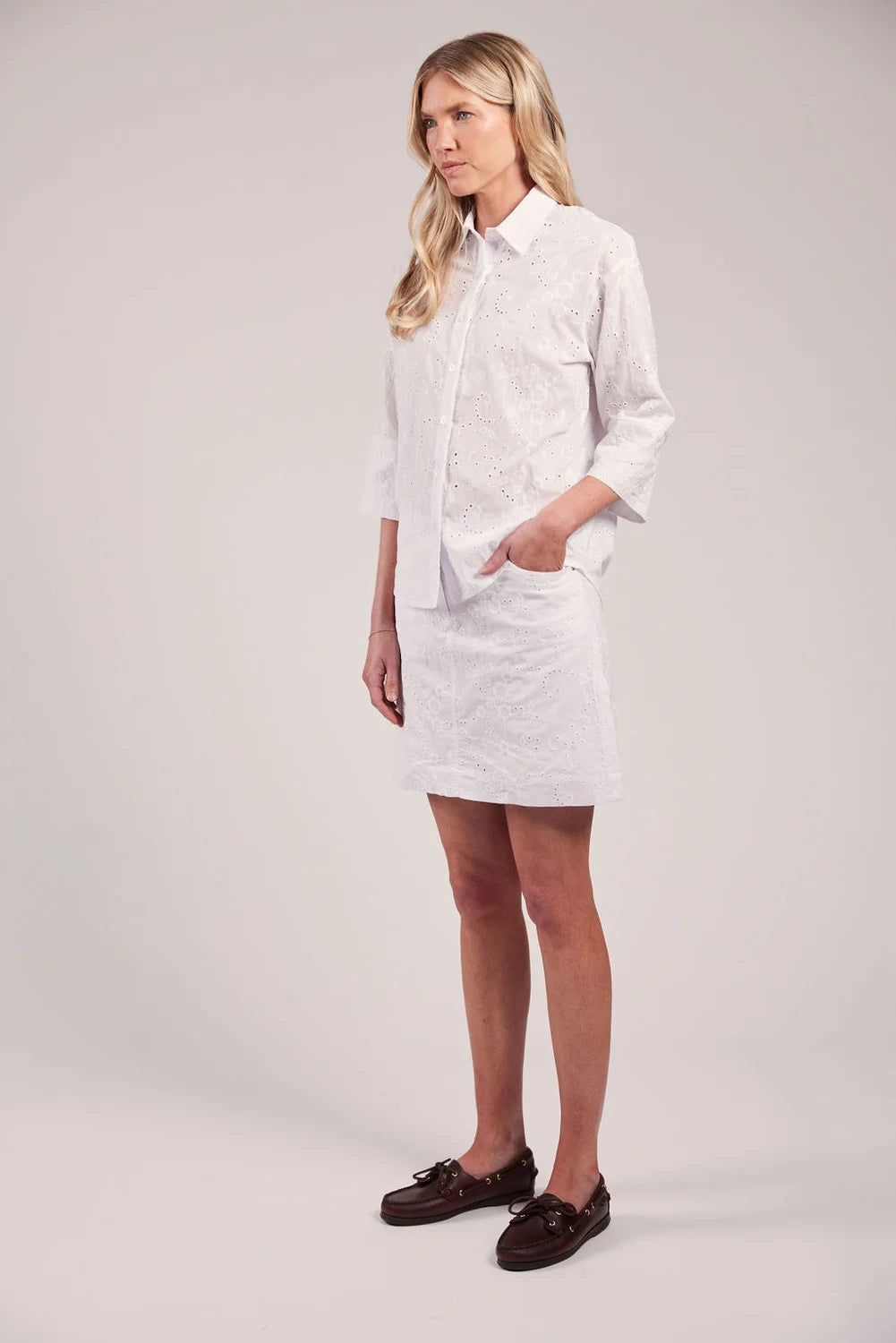 Sebago Helen Broderie Anglaise Blouse Bluse Dame -