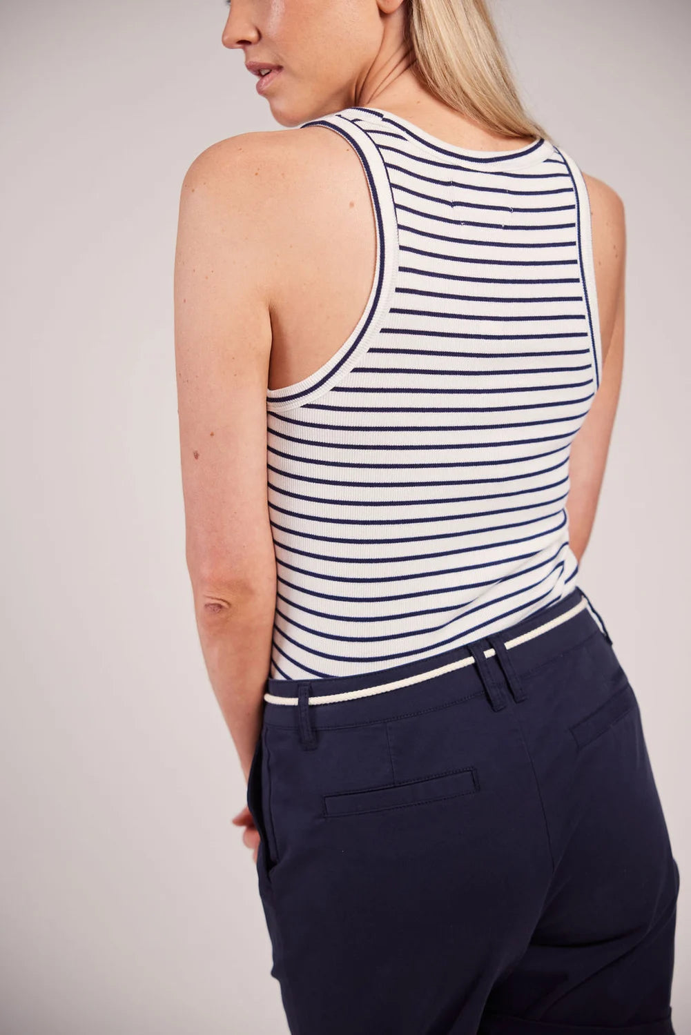 Sebago Vilma Ribbed Tank Top Dame - White/Navy -