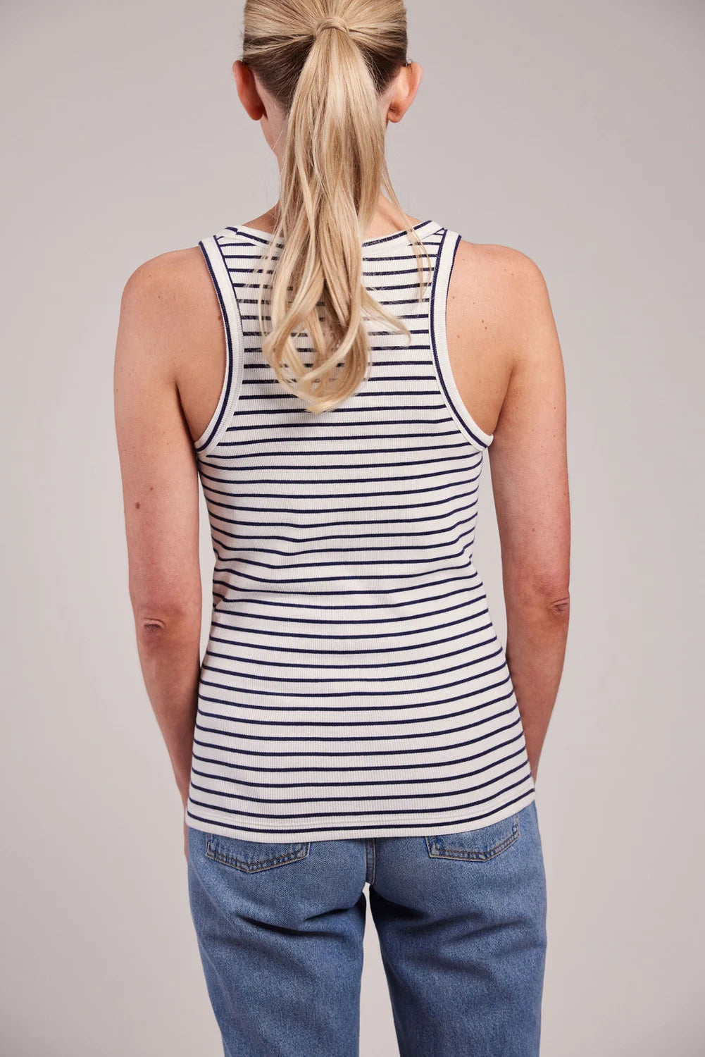 Sebago Vilma Ribbed Tank Top Dame - White/Navy -