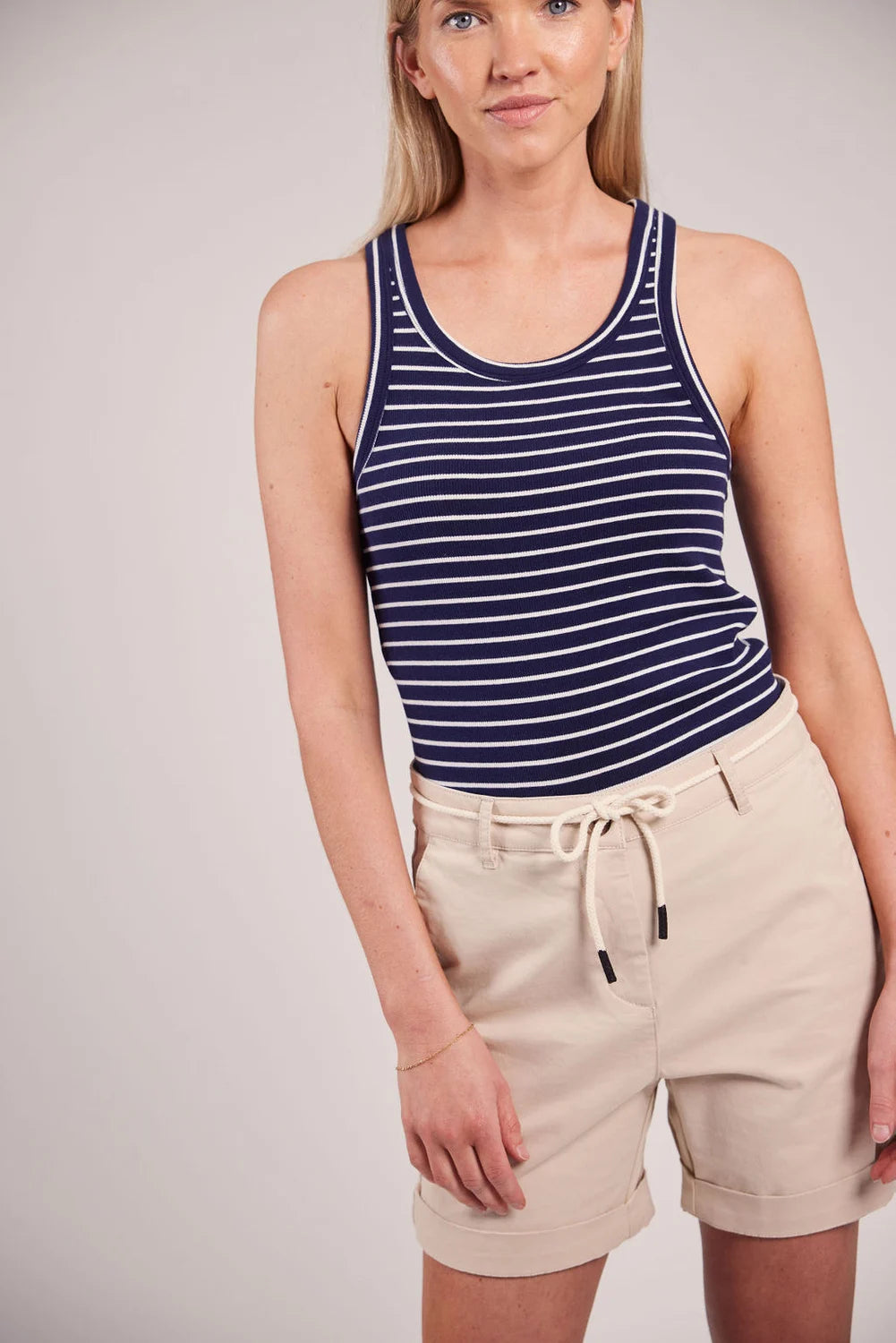 Sebago Vilma Ribbed Tank Top Dame - Navy/White -