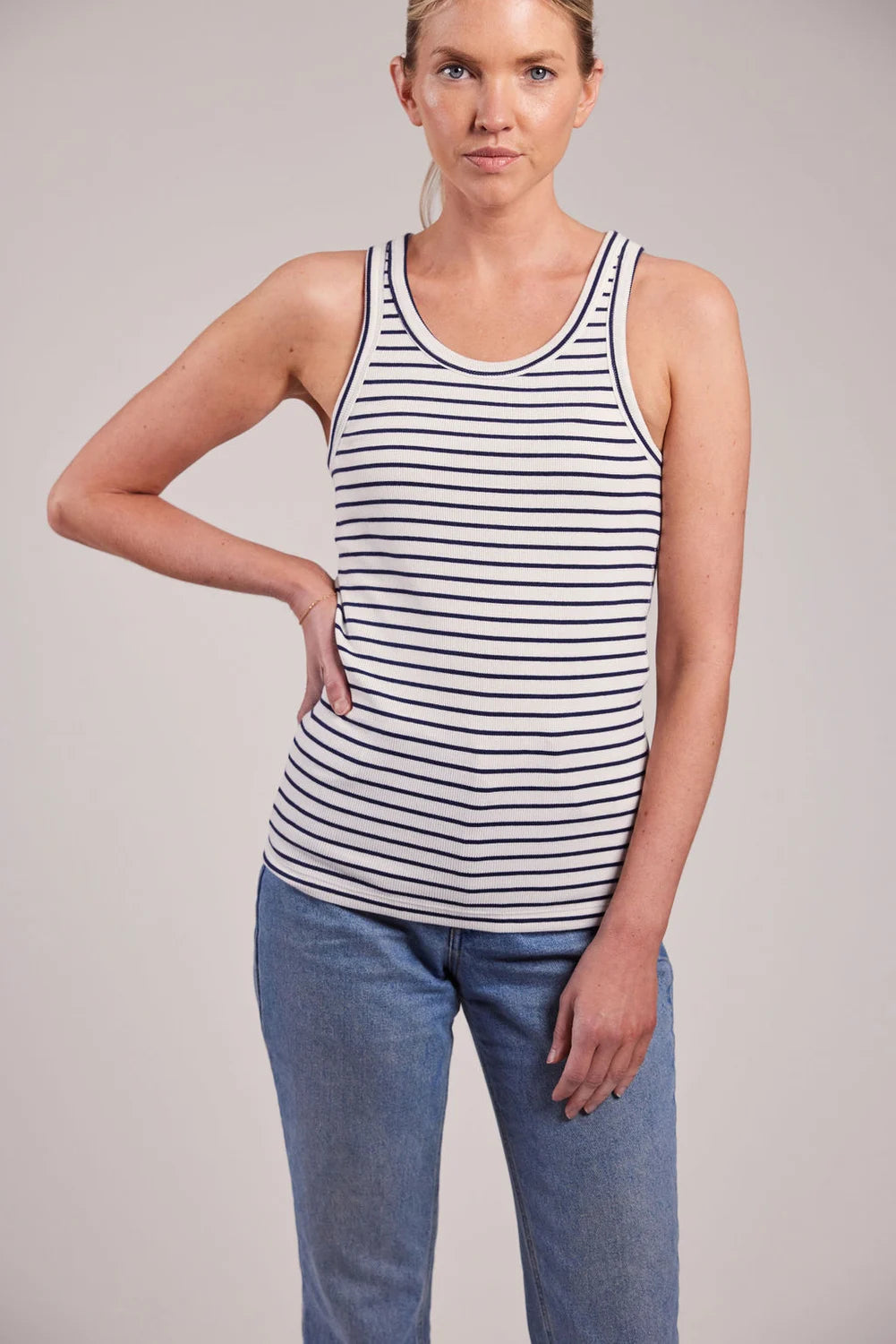 Sebago Vilma Ribbed Tank Top Dame - White/Navy -