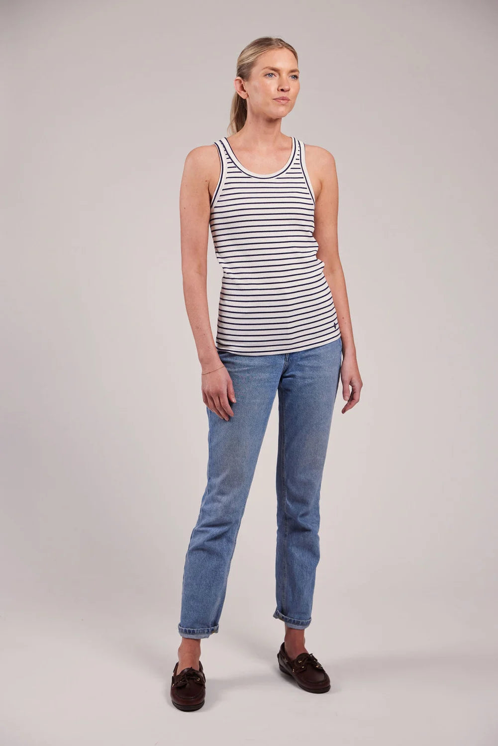 Sebago Vilma Ribbed Tank Top Dame - White/Navy -