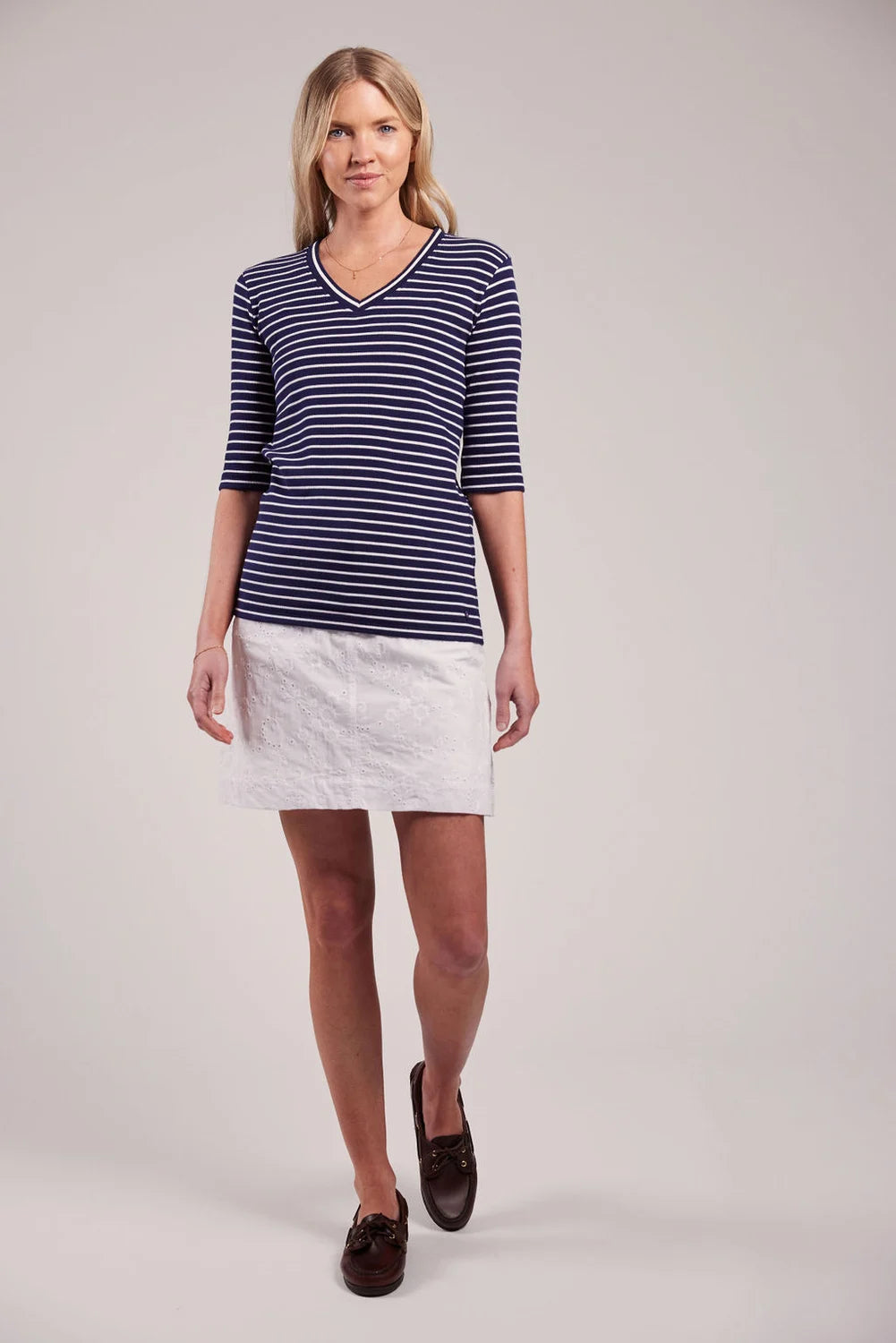 Sebago Vera Rib Half Sleeve Bluse Dame 123 -