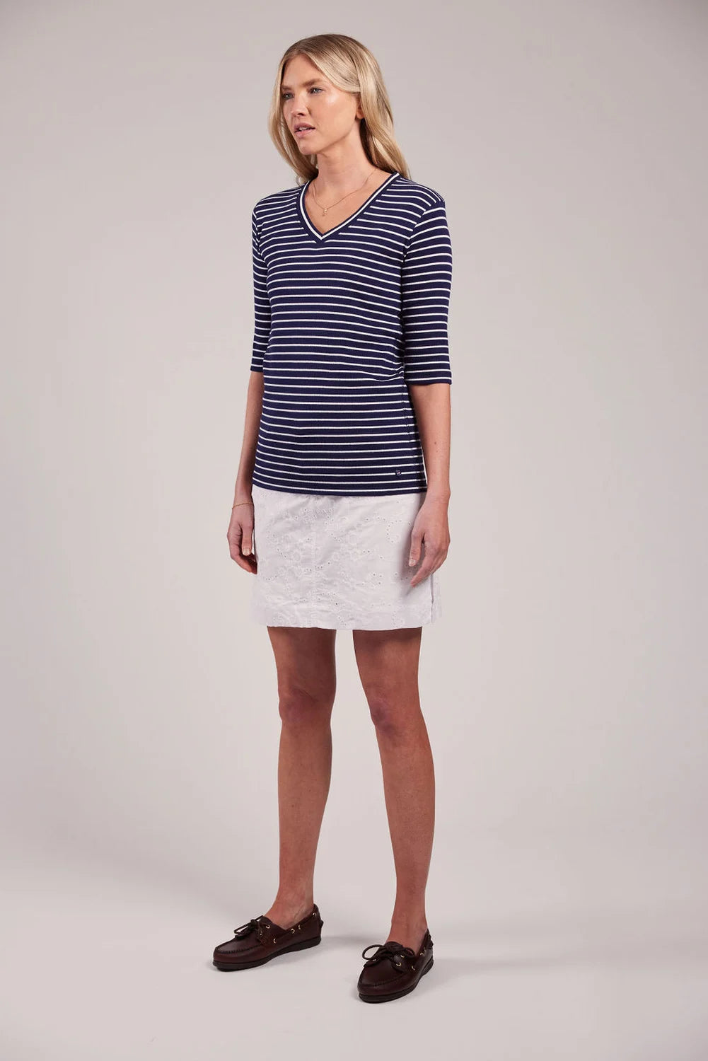 Sebago Vera Rib Half Sleeve Bluse Dame 123 -