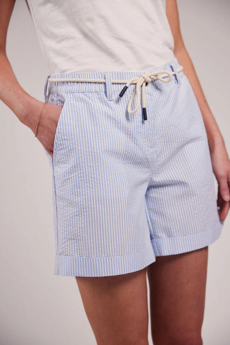 Sebago Tina Seersucker Shorts Dame - Light Blue/White -