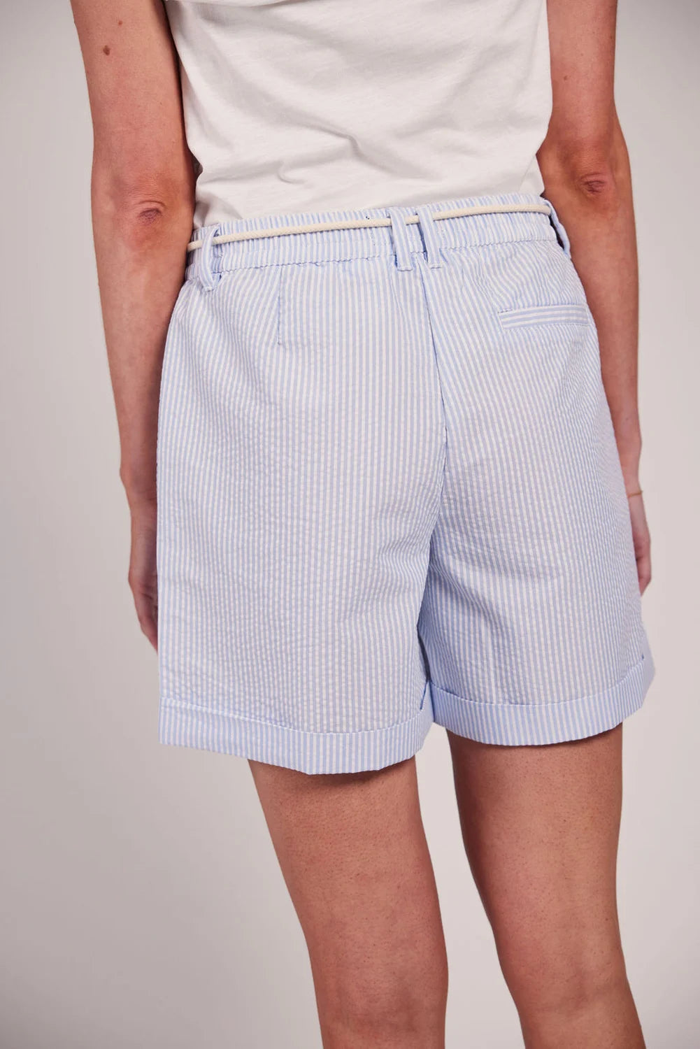 Sebago Tina Seersucker Shorts Dame - Light Blue/White -