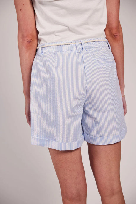 Sebago Tina Seersucker Shorts Dame - Light Blue/White -