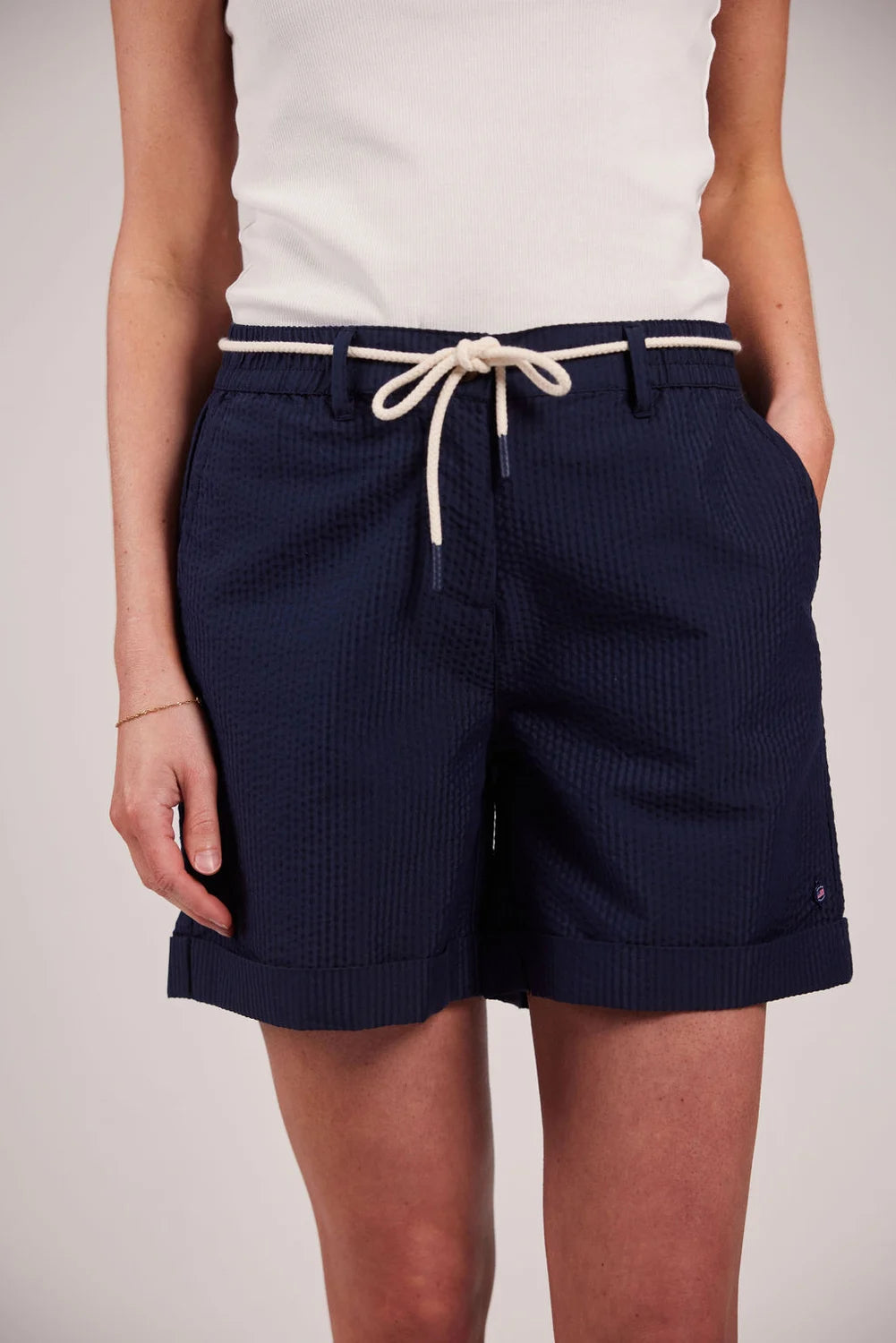 Sebago Tina Seersucker Shorts Dame - Navy - Navy