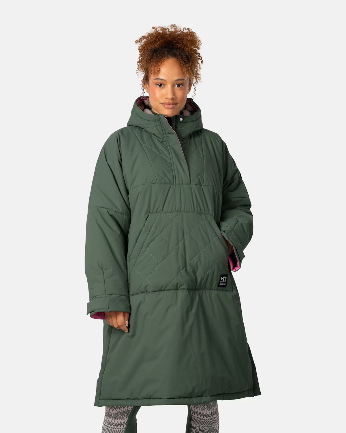 Kari Traa Malene Cape Frakke Dame - Thyme Green - Black