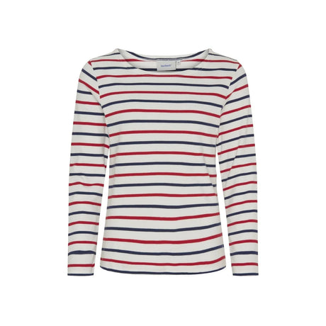 Sea Ranch Antibes Stribet Langærmet T-shirt Dame - Pearl/SR Navy/Rød - Pearl SR Navy Rød