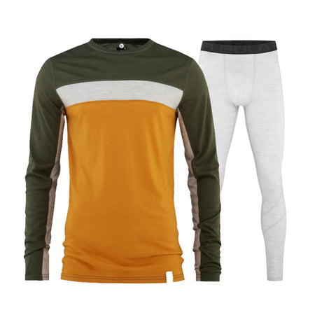 Bula Retro Wool Crew Skiundertøj Sæt Herre - Orange / Grey - XL