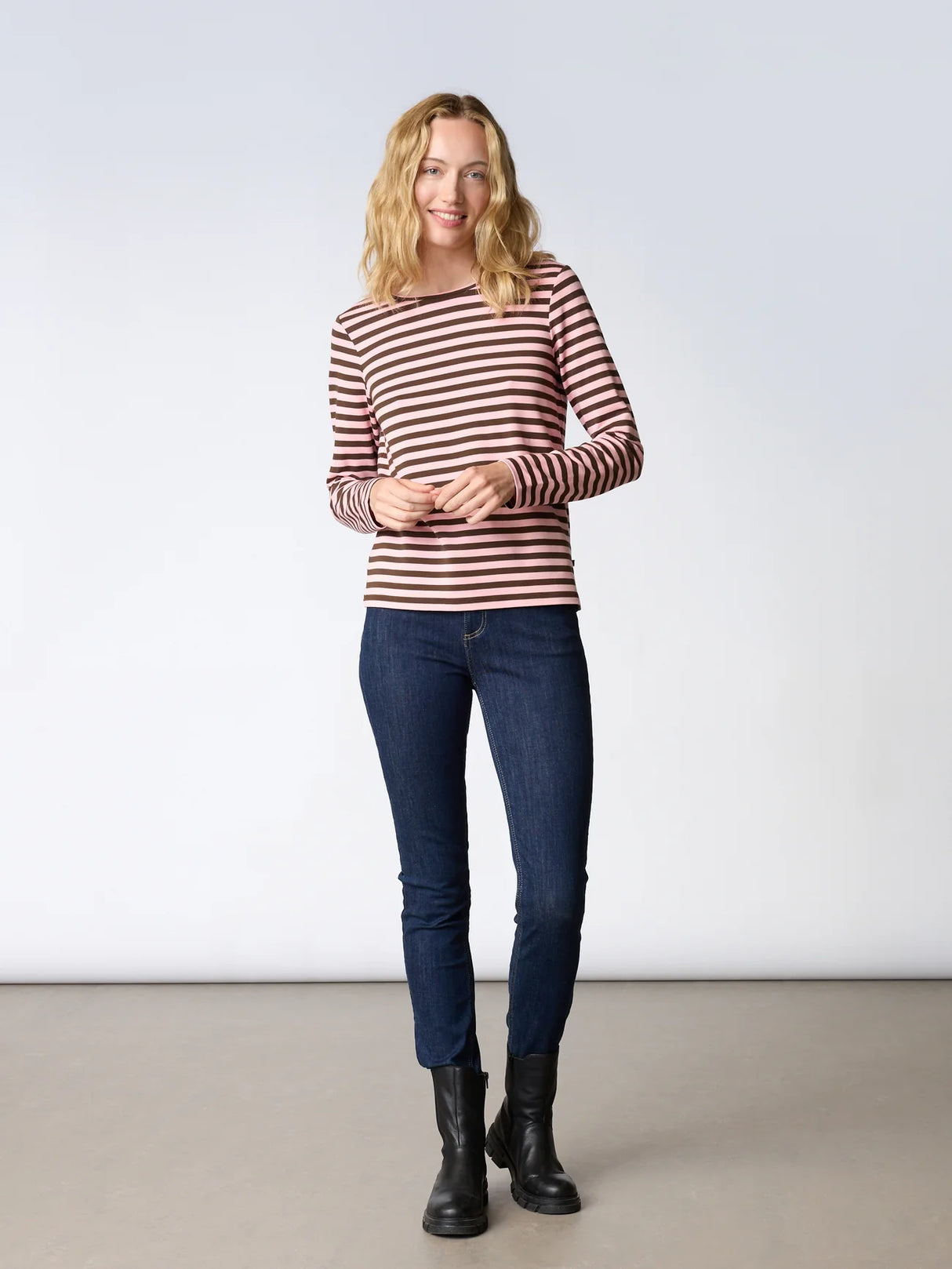 Redgreen Women Fie Long Sleeve T-shirt Dame - Pink Stripe