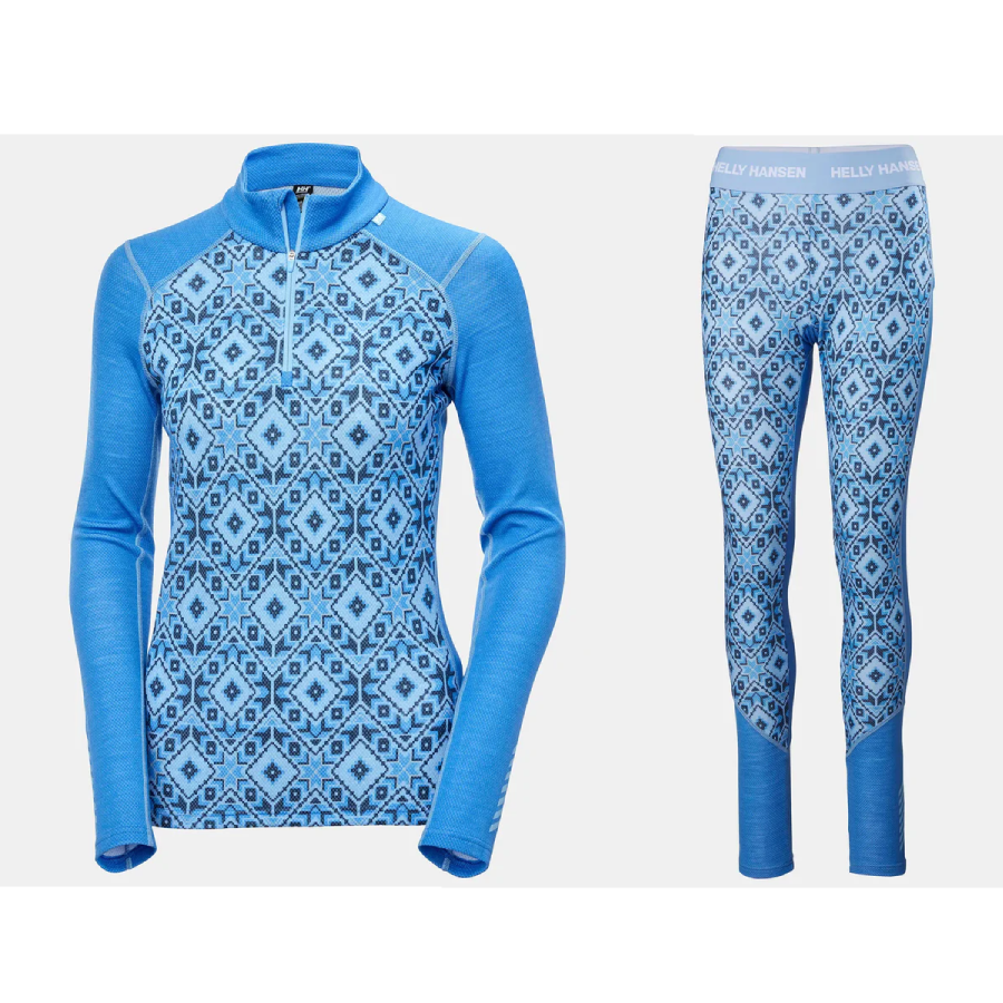 Helly Hansen Women's LIFA® Merino Midweight 2-In-1 Graphic Half-Zip Graphic Base Layer Pants Skiundertøj Sæt Dame - XL