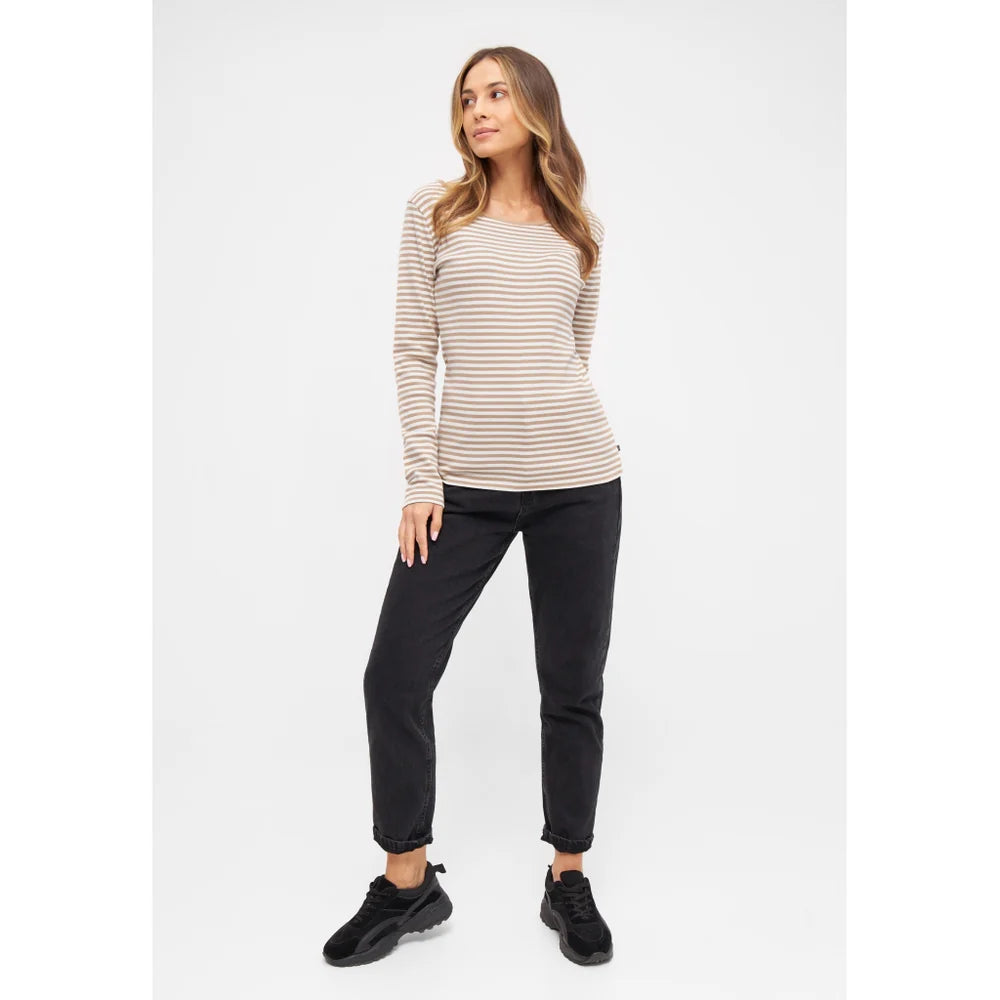 Sea Ranch Josefine Langærmet T-shirt Dame - Camel / Pearl -