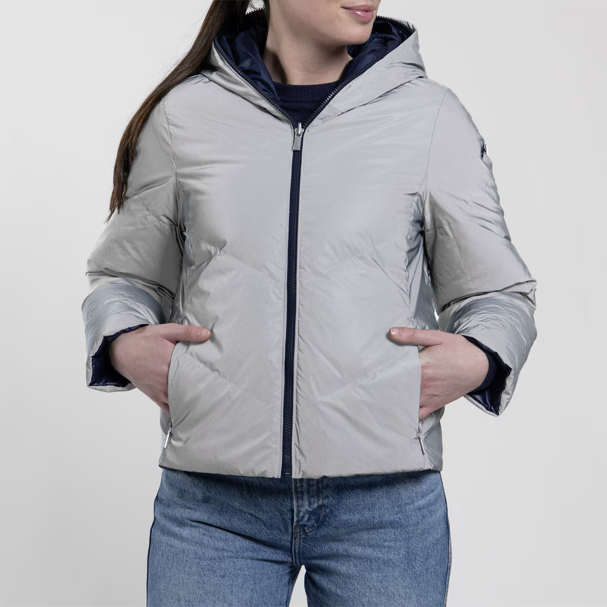 Kjus Women's Women's Backflip Jacket Vendbar Dunjakke Dame - KJUS Navy/Reflective -