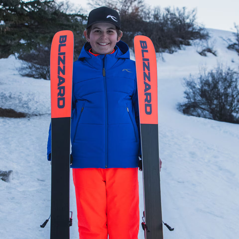 KJUS Boys' Edge Jacket Skijakke Børn - Black/Solar Flare