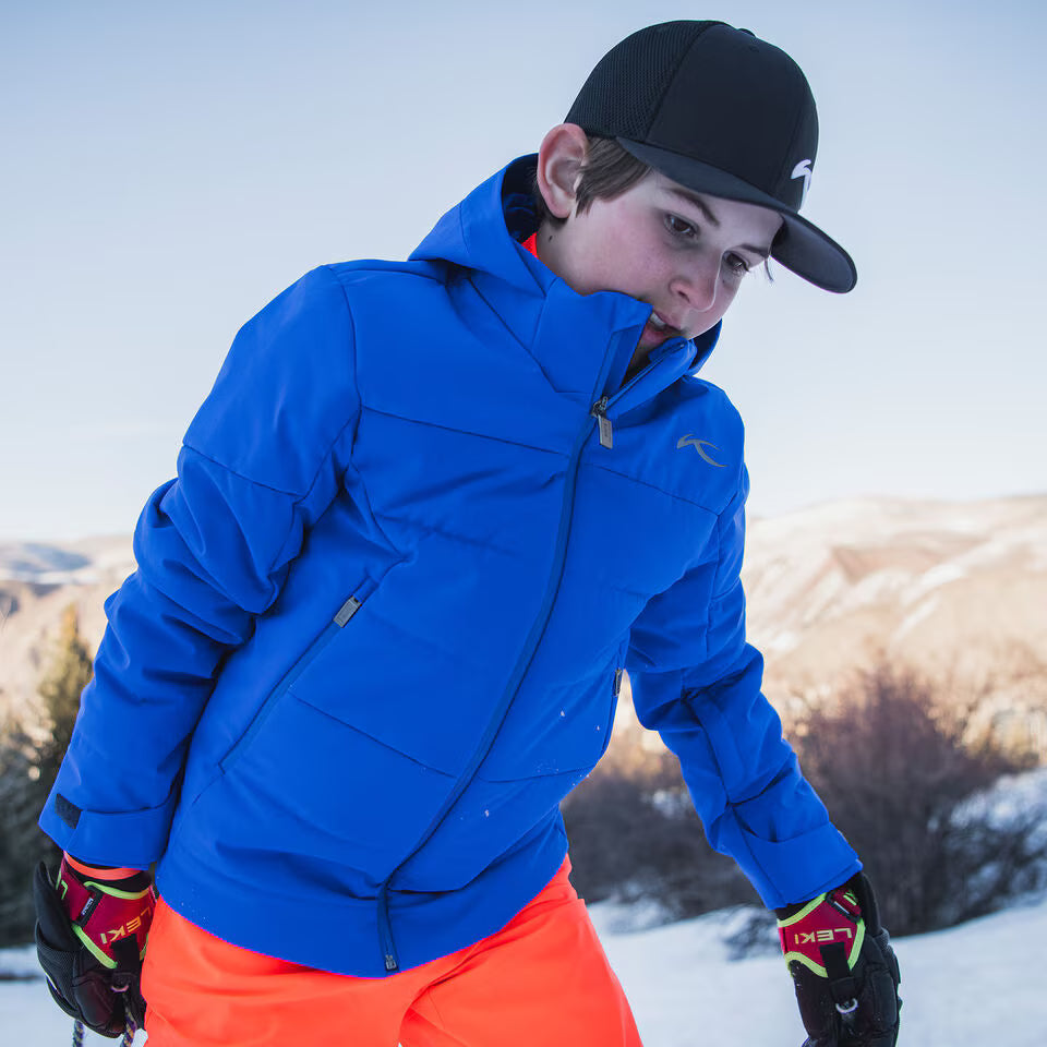 KJUS Boys' Edge Jacket Skijakke Børn - Black/Solar Flare