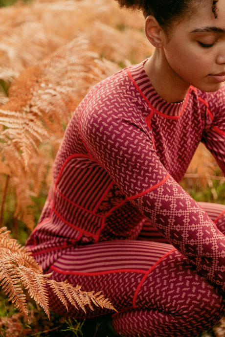 Kari Traa Smekker Long Sleeve Skiundertøj Sæt Dame - Rouge Red -