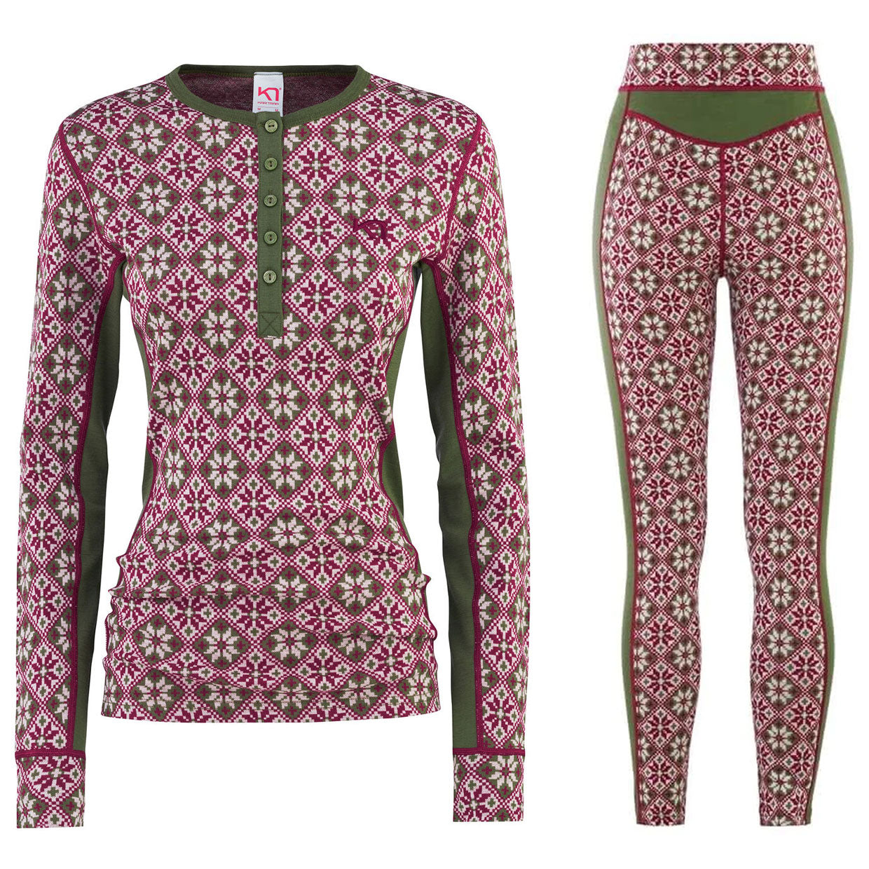 Kari Traa Rose Long Sleeve High Waist Skiundertøj Sæt Dame - Tweed - XXL