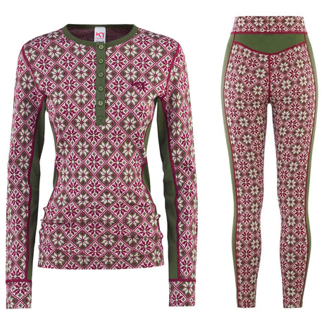 Kari Traa Rose Long Sleeve High Waist Skiundertøj Sæt Dame - Tweed - XXL