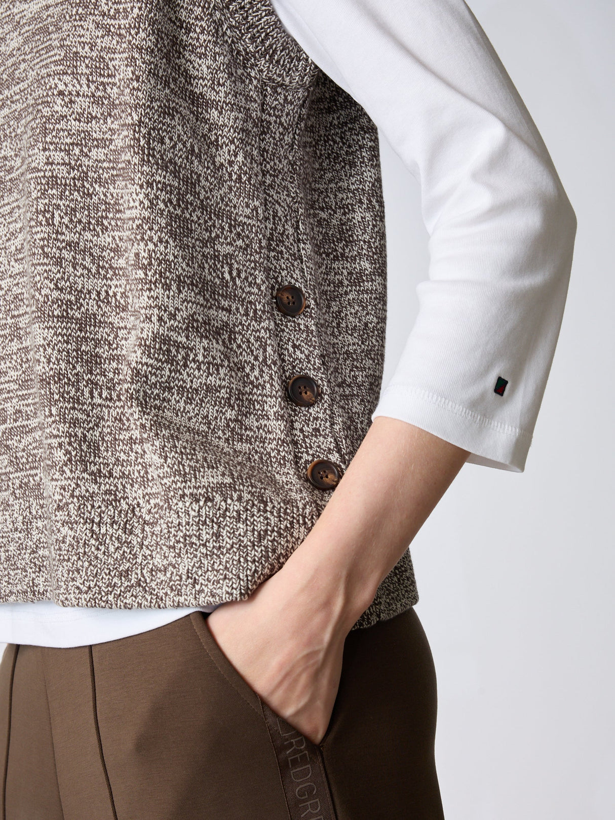 Redgreen Woman Katalina Strikvest Dame – Dark Brown Melange