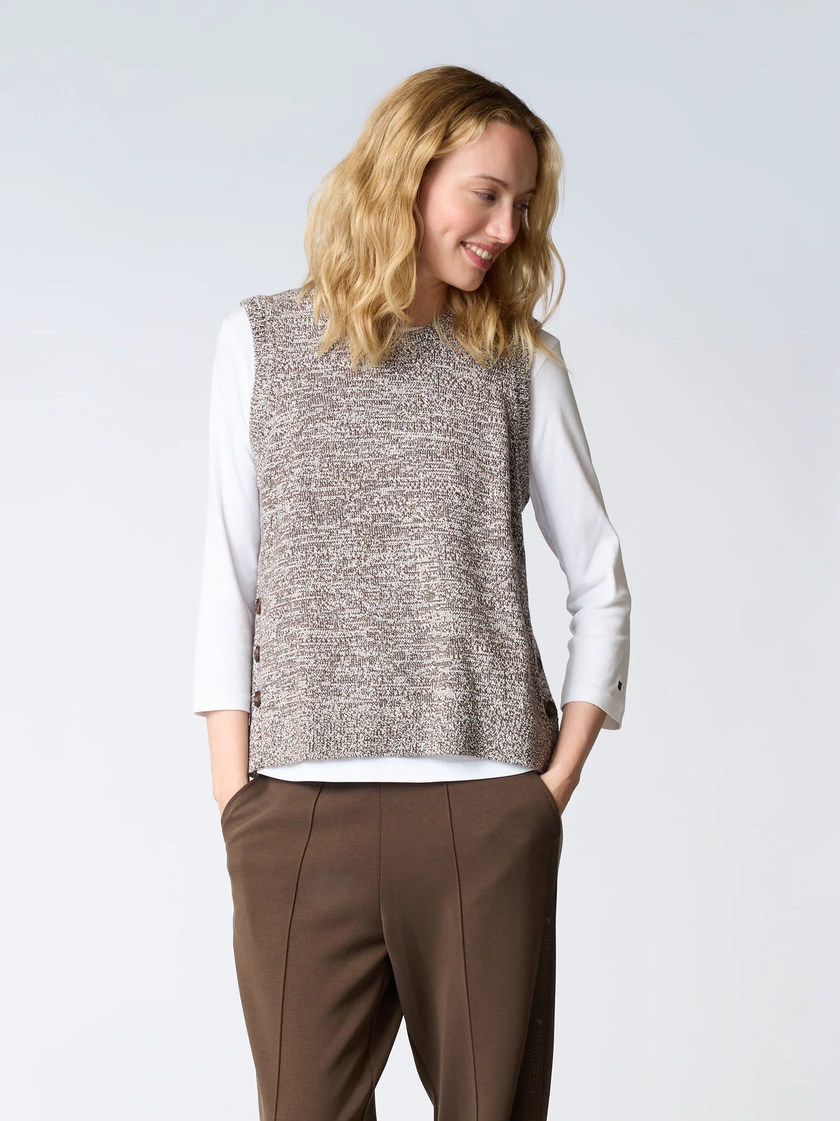 Redgreen Woman Katalina Strikvest Dame – Dark Brown Melange