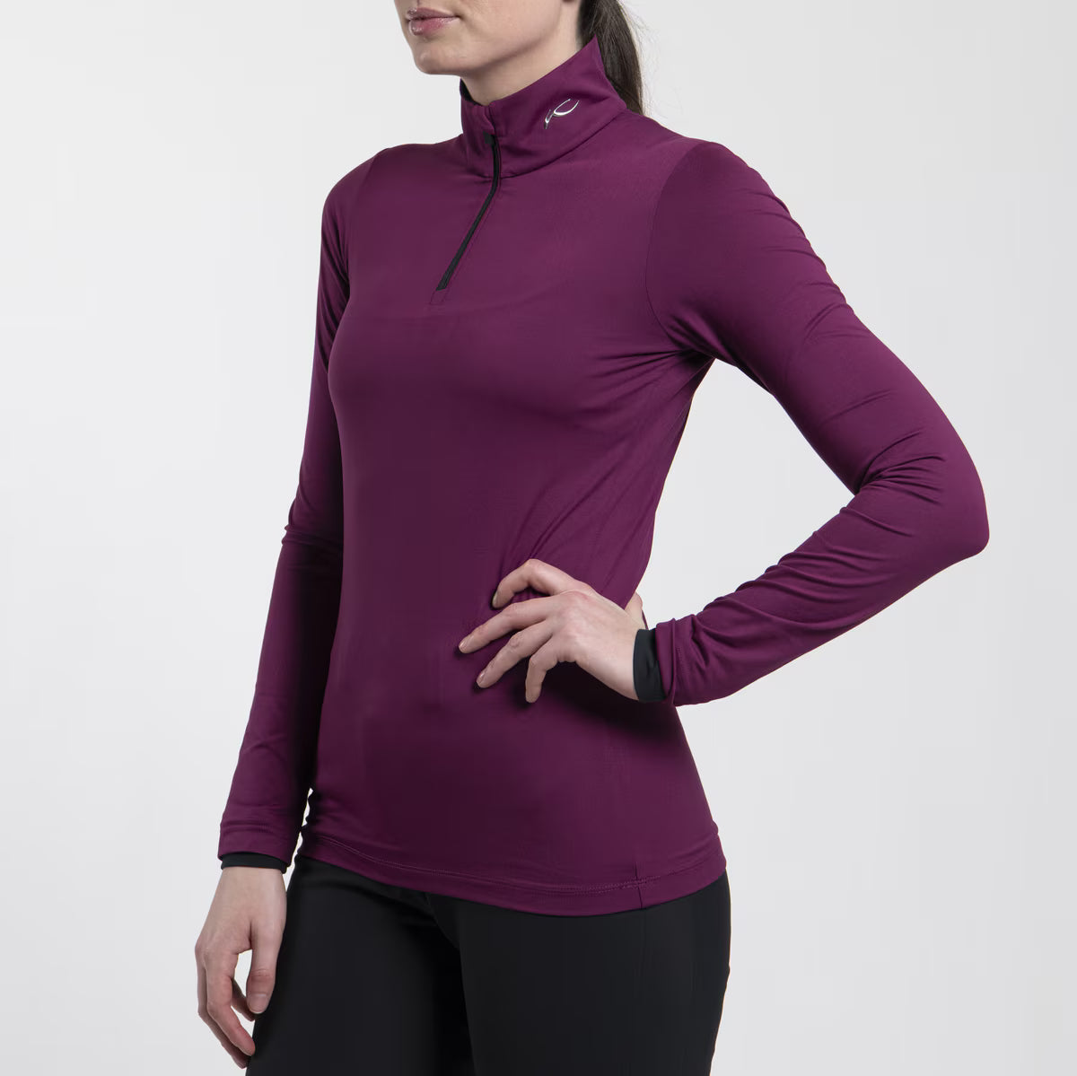 Kjus Women's Feel Midlayer Half-Zip Skiundertrøje Dame - Deep Ruby/Black