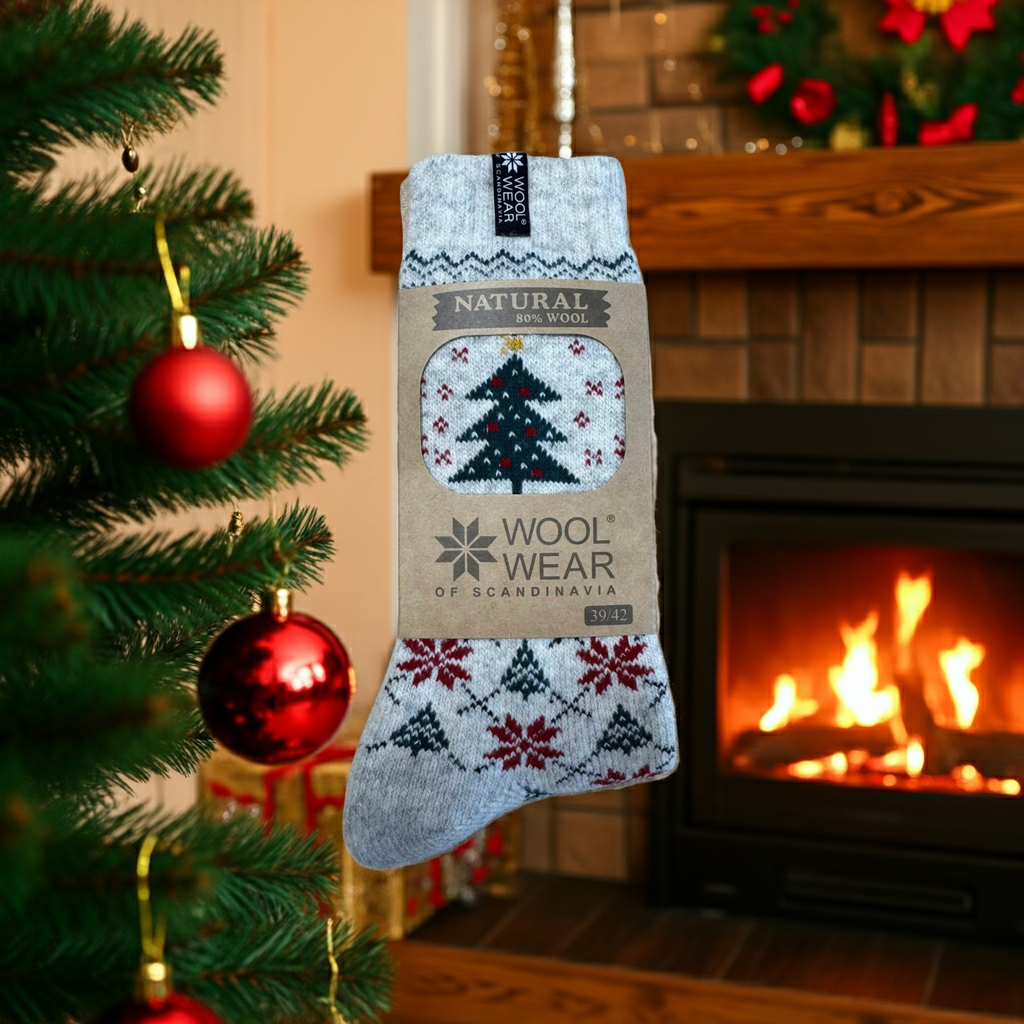 Woolwear Julesokker med Juletræ Grå -